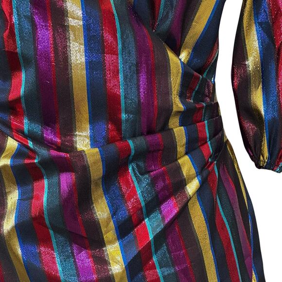 Lovers + Friends Frida Mini Dress Size SMALL V Neck Rainbow Metallic Party NYE - Picture 6 of 11